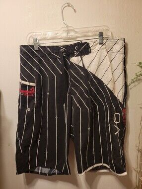 Volcom Black and White Pinstripe Boardshorts